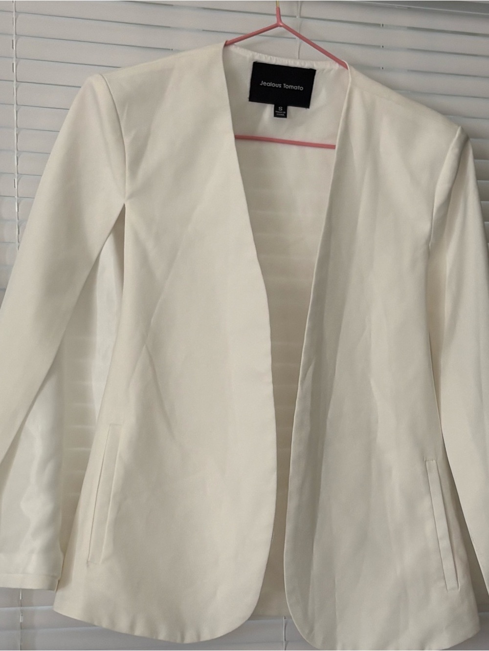 Jealous Tomato White Open-Front Blazer